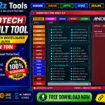 Androtech pro built tool by gsm a2z tools showing frp remove unlock bootloader bypass auth imei backup restore and fix tool download fail features for all android devices