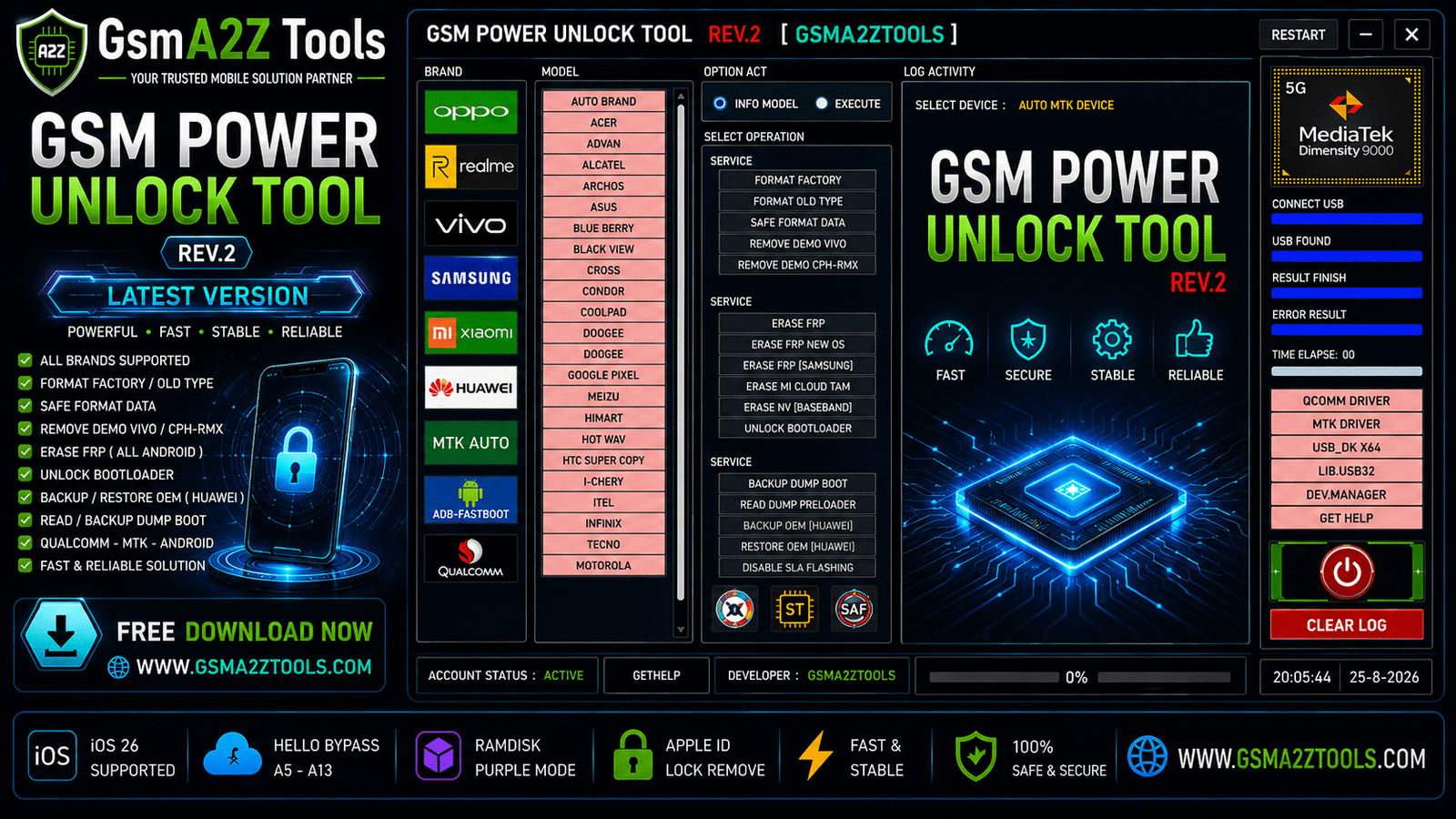 Gsm power unlock tool free download – frp erase format factory unlock bootloader for oppo realme vivo samsung xiaomi huawei