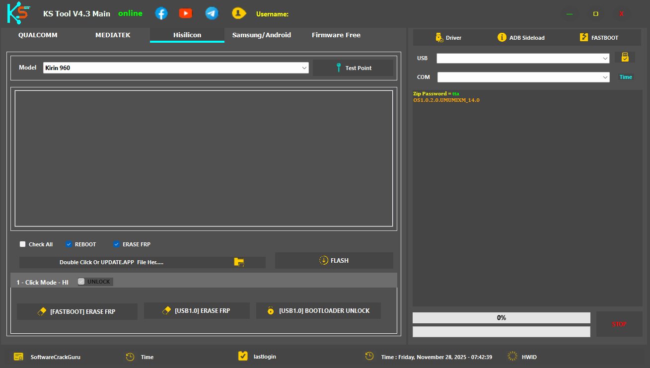 Ks tool v4. 3 mobile flashing and unlocking software interface for repairing android devices.