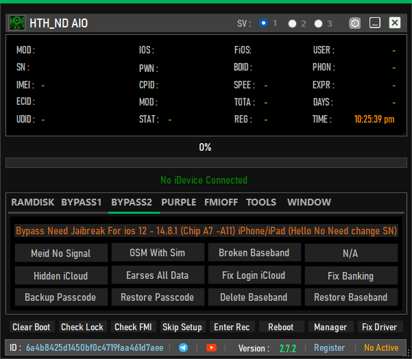 Hth nd aio tool v2. 7. 2 bypass passcode & icloud bypass tool Hth nd aio tool v2. 7. 2 bypass passcode & icloud bypass tool