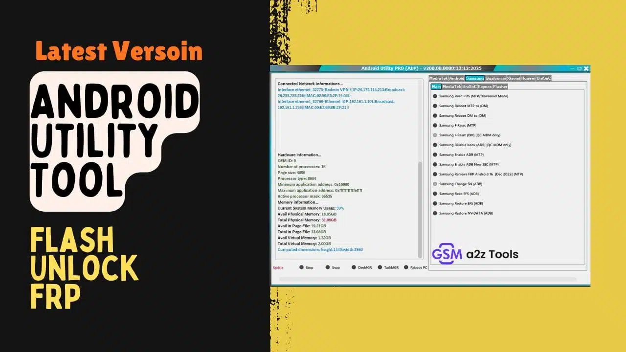 Android utility tool latest version – frp remove flash unlock repair