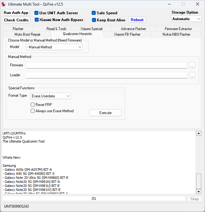 Qualcomm heuristic feature in umt qcfire tool for repairing qualcomm-powered android devices