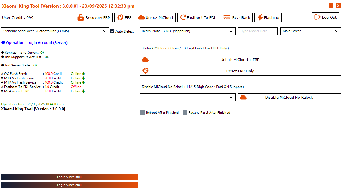 Xiaomi king tool unlock micloud and frp option