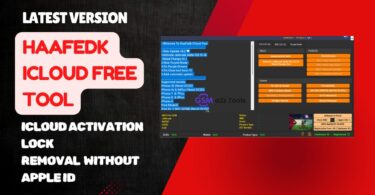 The haafedk icloud free tool interface showing options for unlocking or bypassing icloud on apple devices.