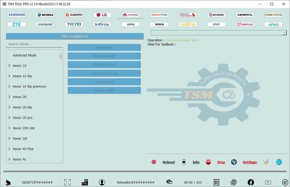 Tsm tool pro huawei functions and features interface