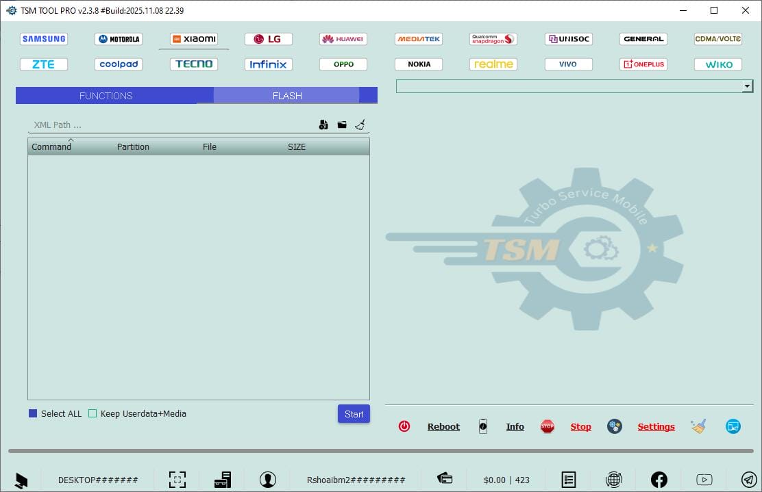 Tsm tool pro xiaomi flash function interface