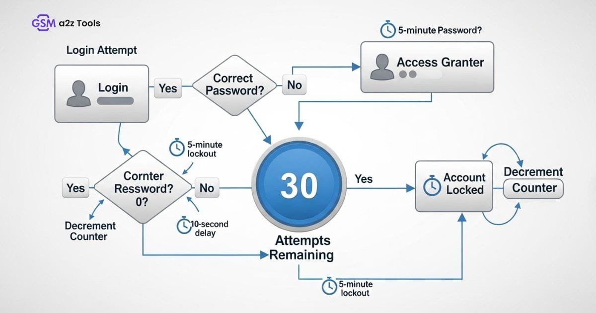 Diagram explaining 30 attempts remaining password counter