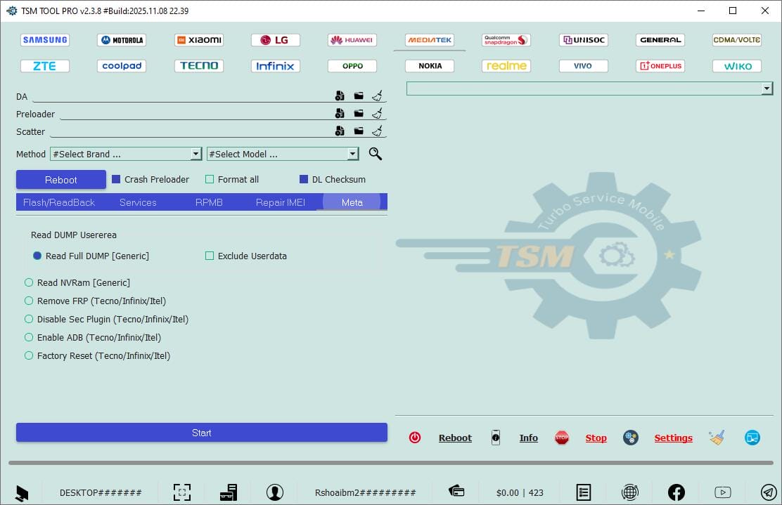 Tsm tool pro mediatek functions interface