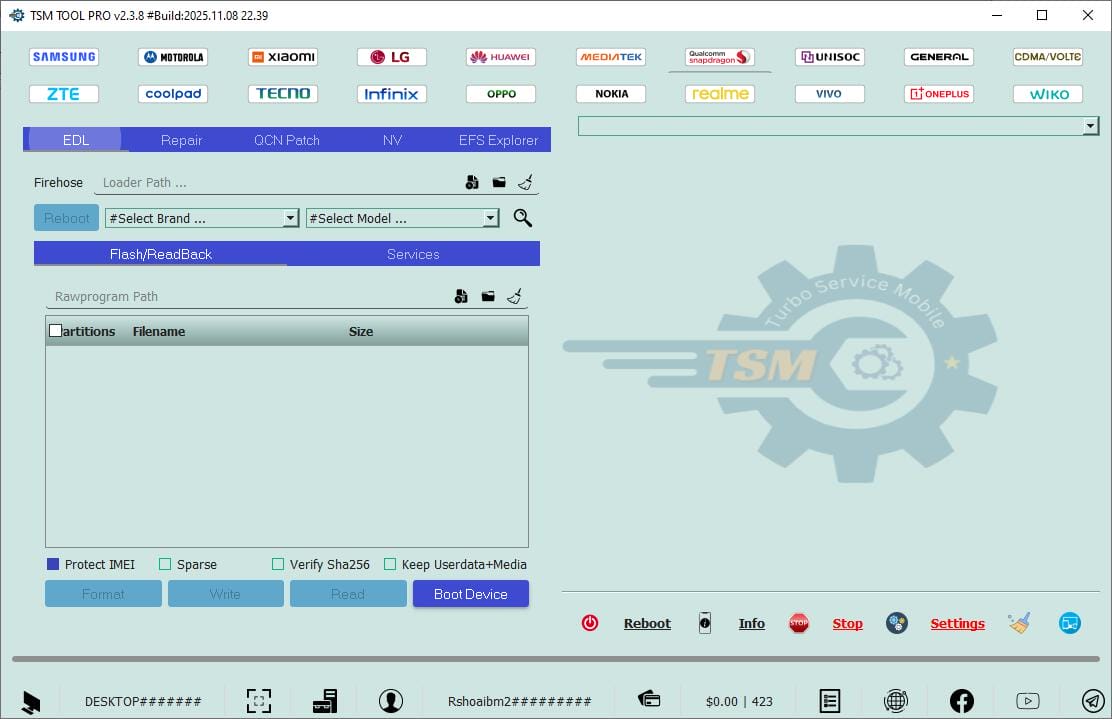 Tsm tool pro qualcomm functions list interface