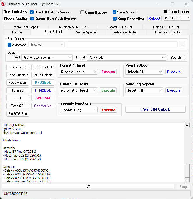Umt qcfire latest setup download for qualcomm flashing frp reset and unlocking