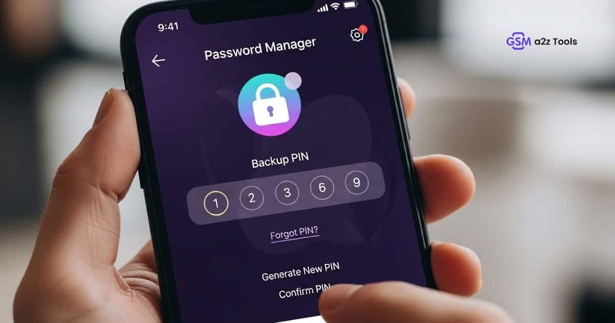 Password manager and backup pin illustration showing secure android unlock setup