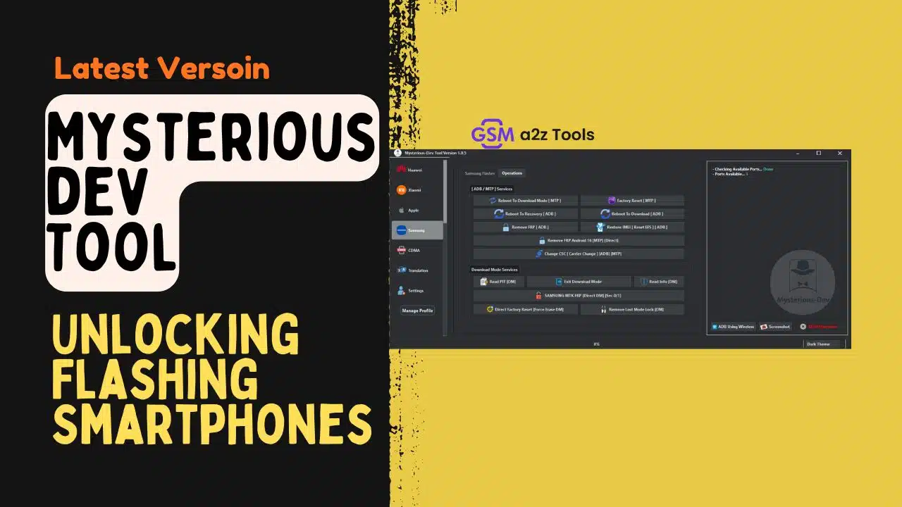 Mysterious dev tool software interface used for unlocking flashing and repairing smartphones across multiple brands