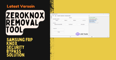 Zeroknox removal tool interface showing mtp adb frp reset firmware flashing and samsung knox security bypass functions