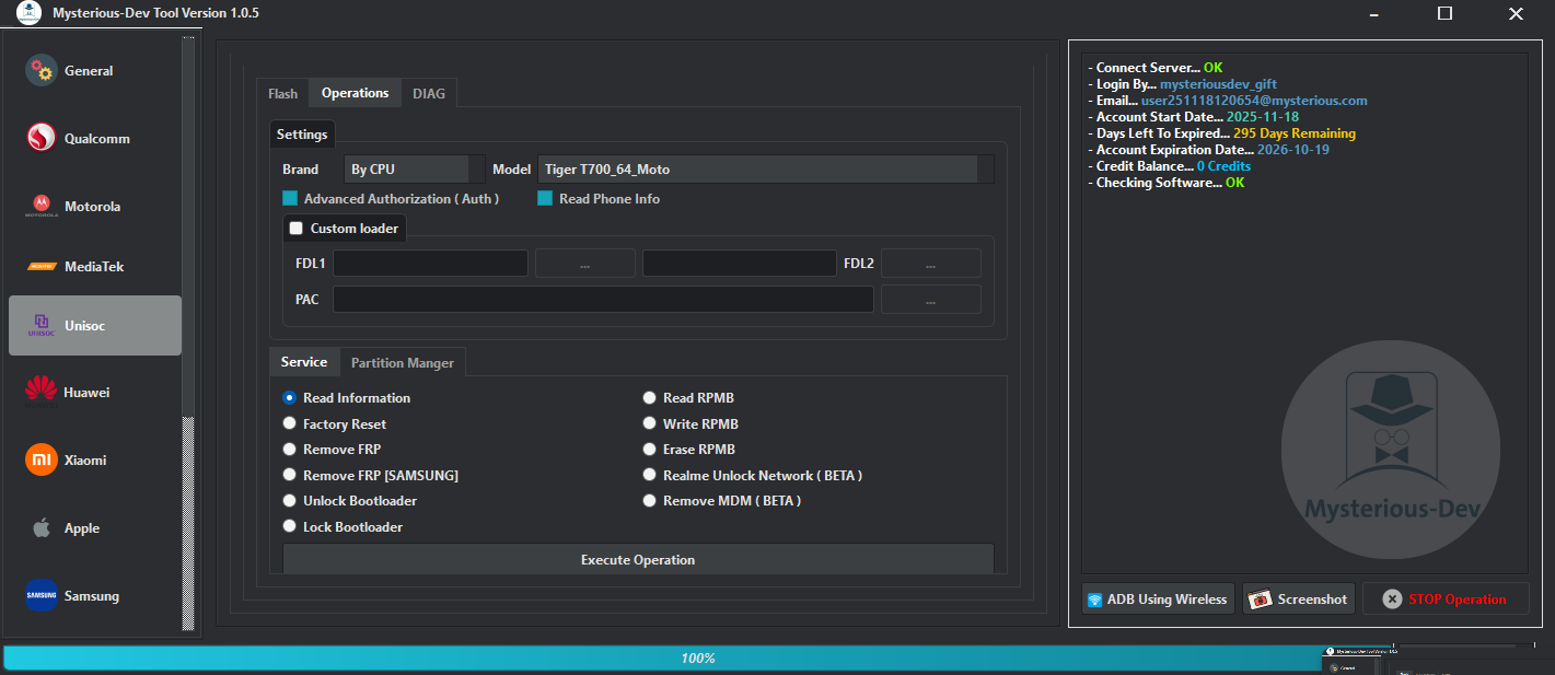 Mysterious dev tool software interface for unlocking flashing and repairing smartphones