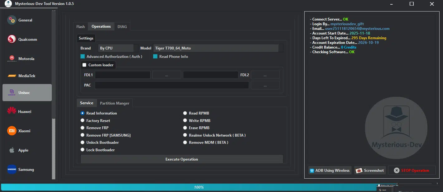 Mysterious dev tool software interface for unlocking flashing and repairing smartphones