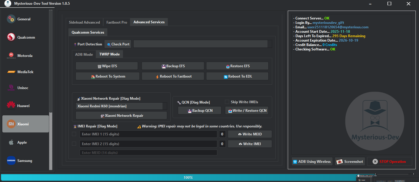Mysterious dev tool download interface showing unlocking flashing and repair options for android smartphones