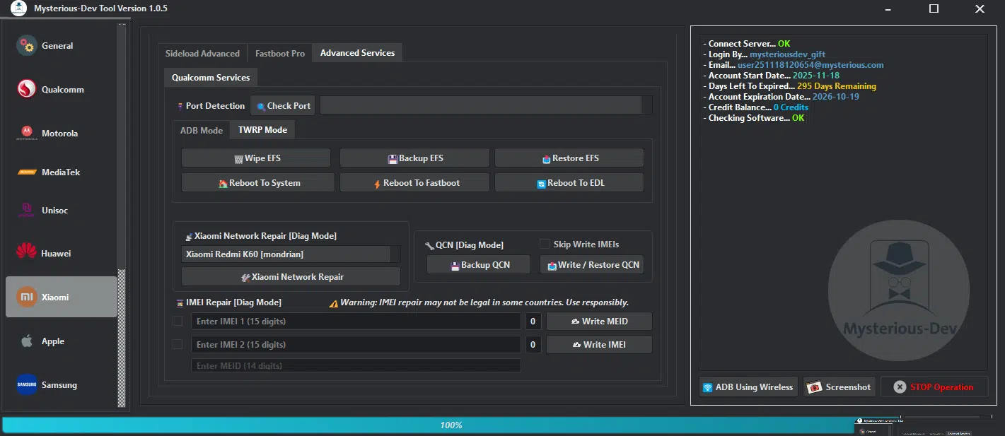 Mysterious dev tool download interface showing unlocking flashing and repair options for android smartphones