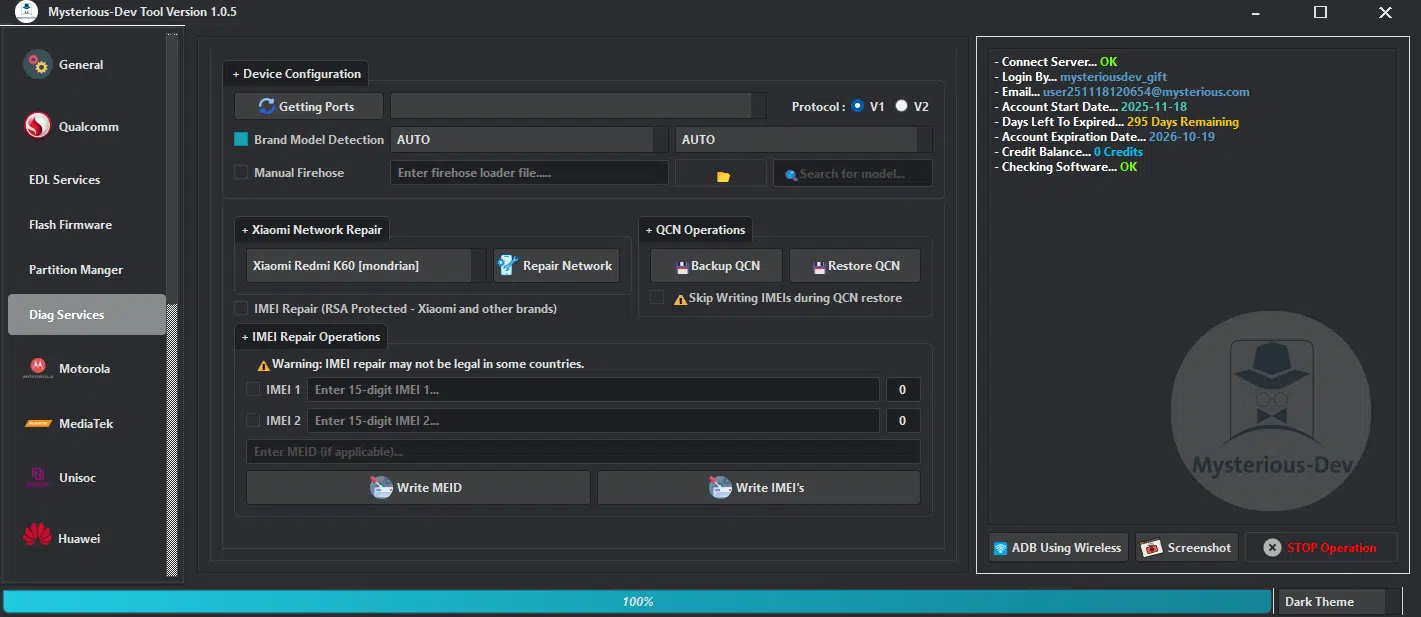 Mysterious dev tool free download interface used for unlocking flashing and repairing android smartphones