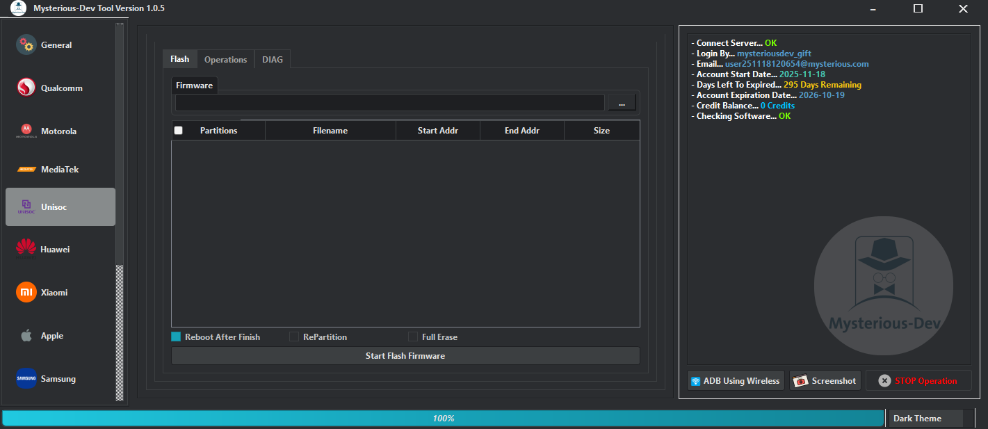 Mysterious dev tool free version for unlocking flashing and repairing smartphones