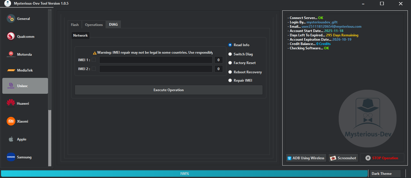 Mysterious dev tool software interface for unlocking flashing and repairing smartphones