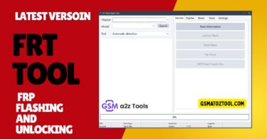 Frt tool interface showing service tab flasher tab and tools tab options for android flashing and frp reset