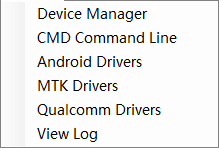 Mobile software repair tool menu for driver installation and system management including android mtk and qualcomm drivers.