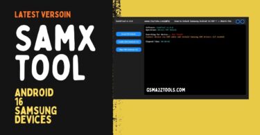 Samxtool latest version interface showing android 16 samsung frp unlock options