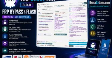 The ghost tool frp bypass and flash software interface showing samsung lg xiaomi qualcomm and mediatek support on windows 11