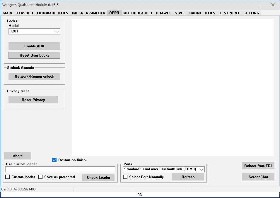 Avengers qualcomm module oppo tab with reset user locks and network unlock options