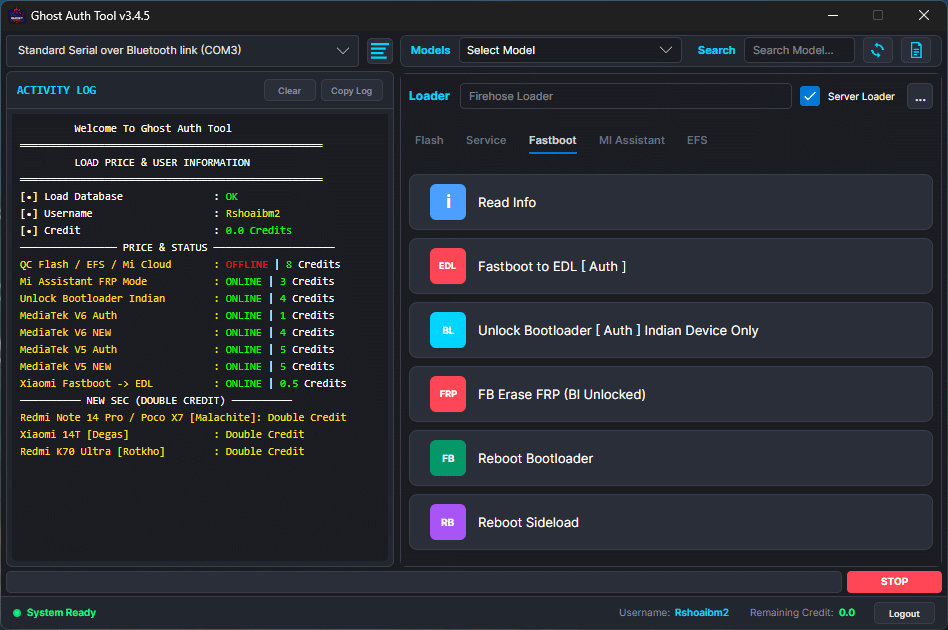 Ghost tool fastboot tab read info fastboot to edl unlock bootloader auth fb erase frp reboot bootloader sideload xiaomi redmi